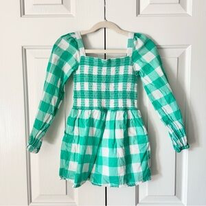 Janie and Jack Emma Smocked Green Gingham Romper